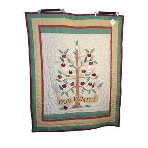 Cracker Barrel Cream, Green, Red, Tan 'Our Family' Tree Wall Tapestry